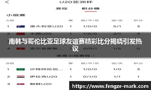 南韩与哥伦比亚足球友谊赛精彩比分揭晓引发热议